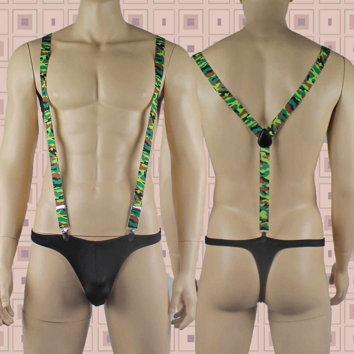 SALE - Stretch Elastic Clip on Suspender Braces Camoflauge