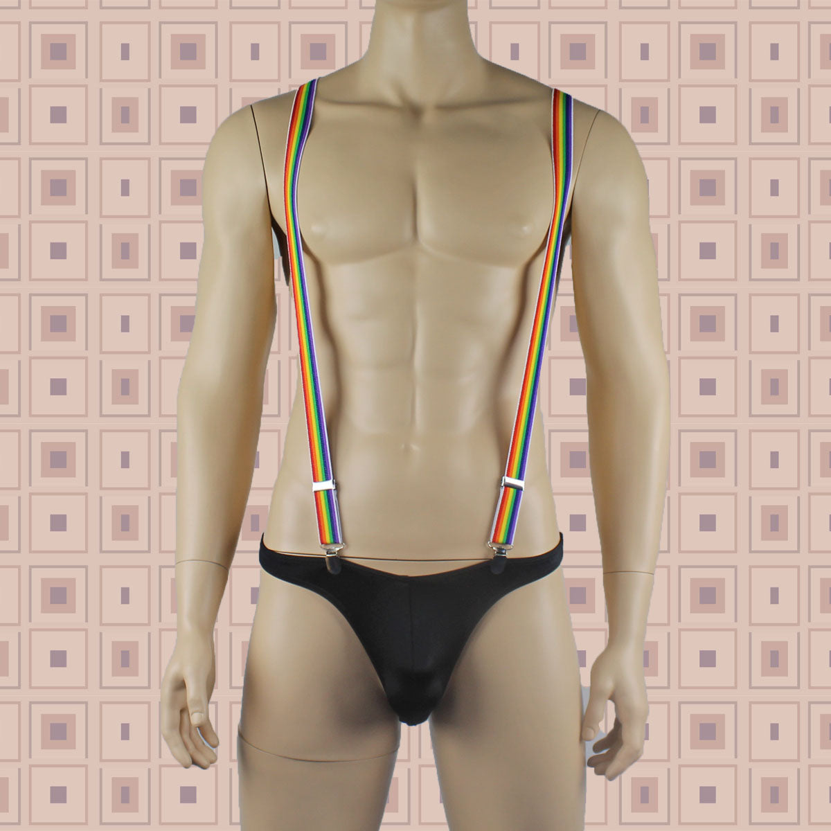 SALE - Stretch Elastic Clip on Suspender Braces Stripes Rainbow