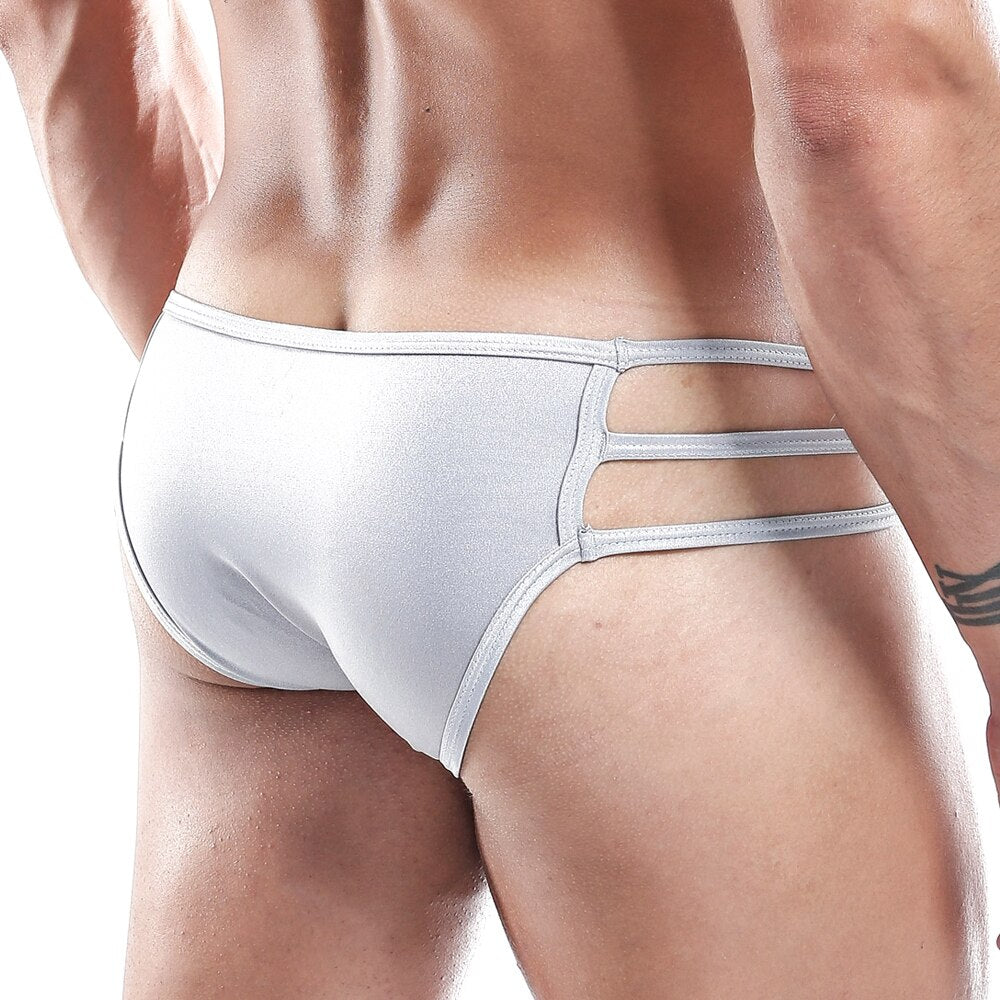 JCSTK - Mens Cover Male Bikini Brief with Side Straps Grey