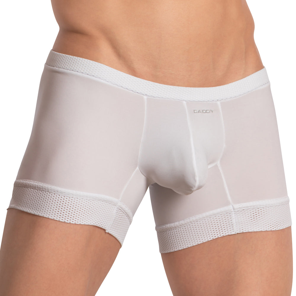 Daddy DDG016 Mens Solid Stretchable Waistband Boxer Brief White Plus Sizes