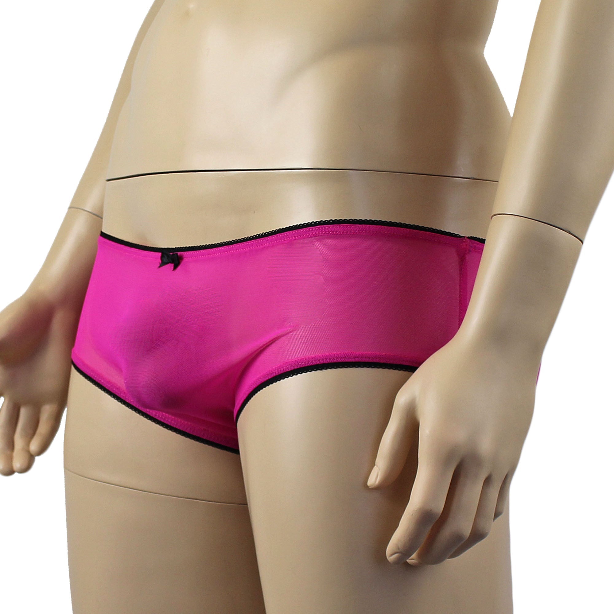 Mens Sheer Mesh Panty with Black Pico Elastic (cerise plus other colours)