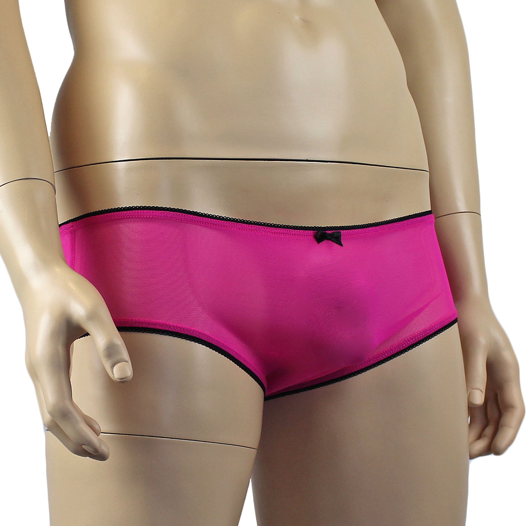 Mens Sheer Mesh Panty with Black Pico Elastic (cerise plus other colours)