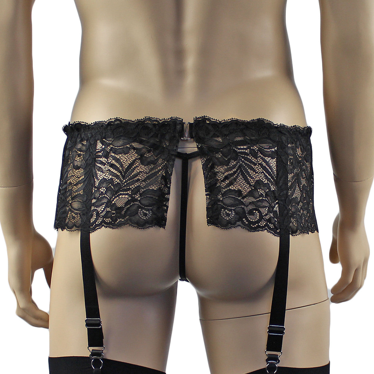 Mens Wide Lace Garter Belt Black Mens Lingerie (black plus other oolours)