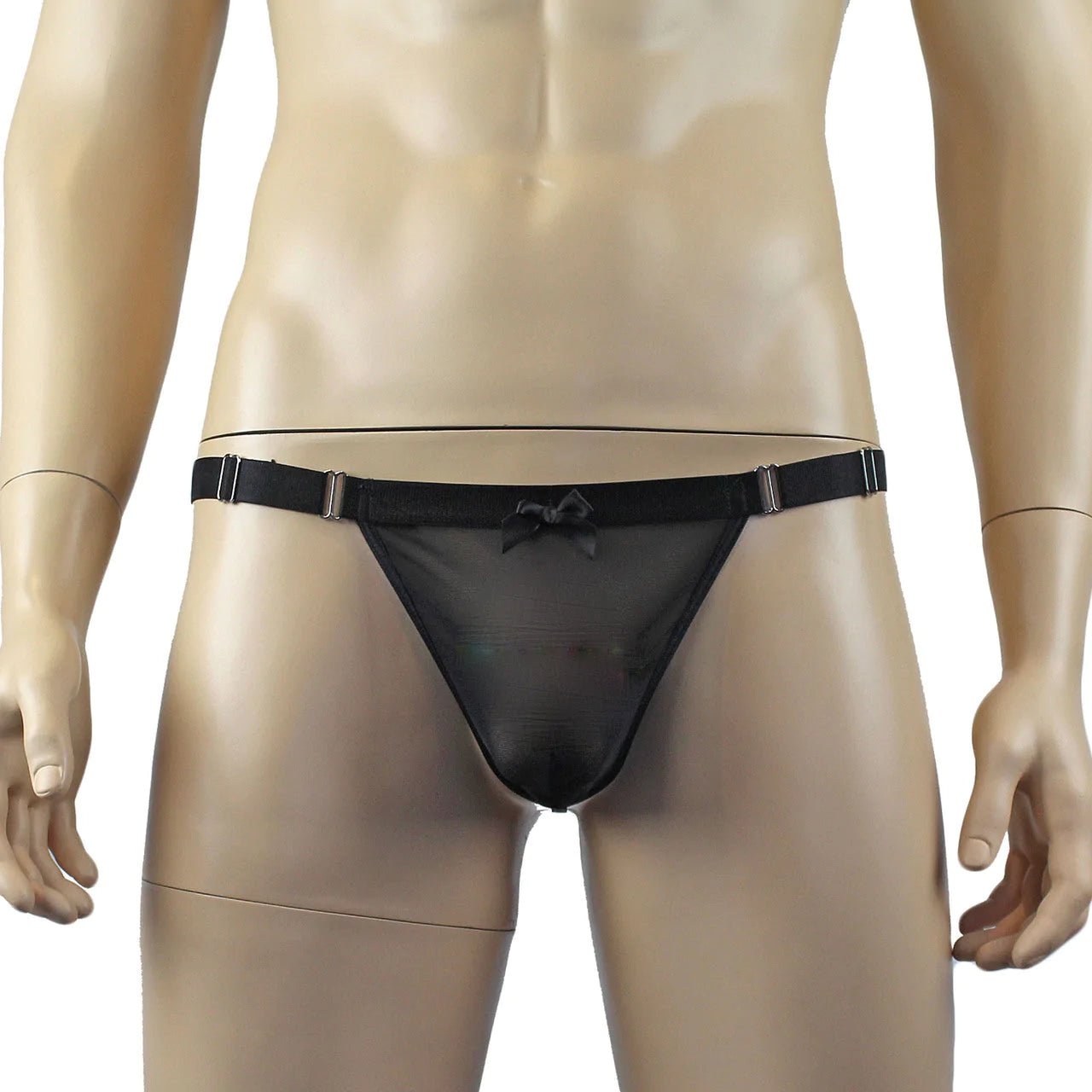 SALE - Mens Exotic Mesh G string with Adjustable Waist Strap Black