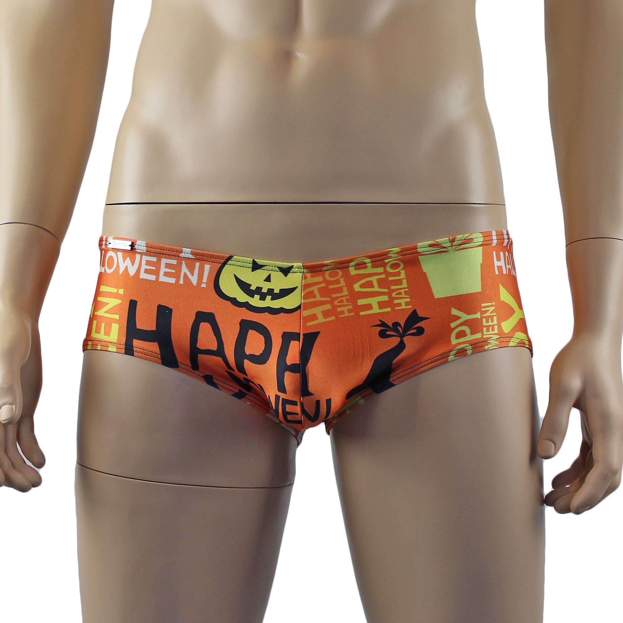 Mens Happy Halloween Camisole Top and Boxer Briefs Underwear, Halloween Pumpkins