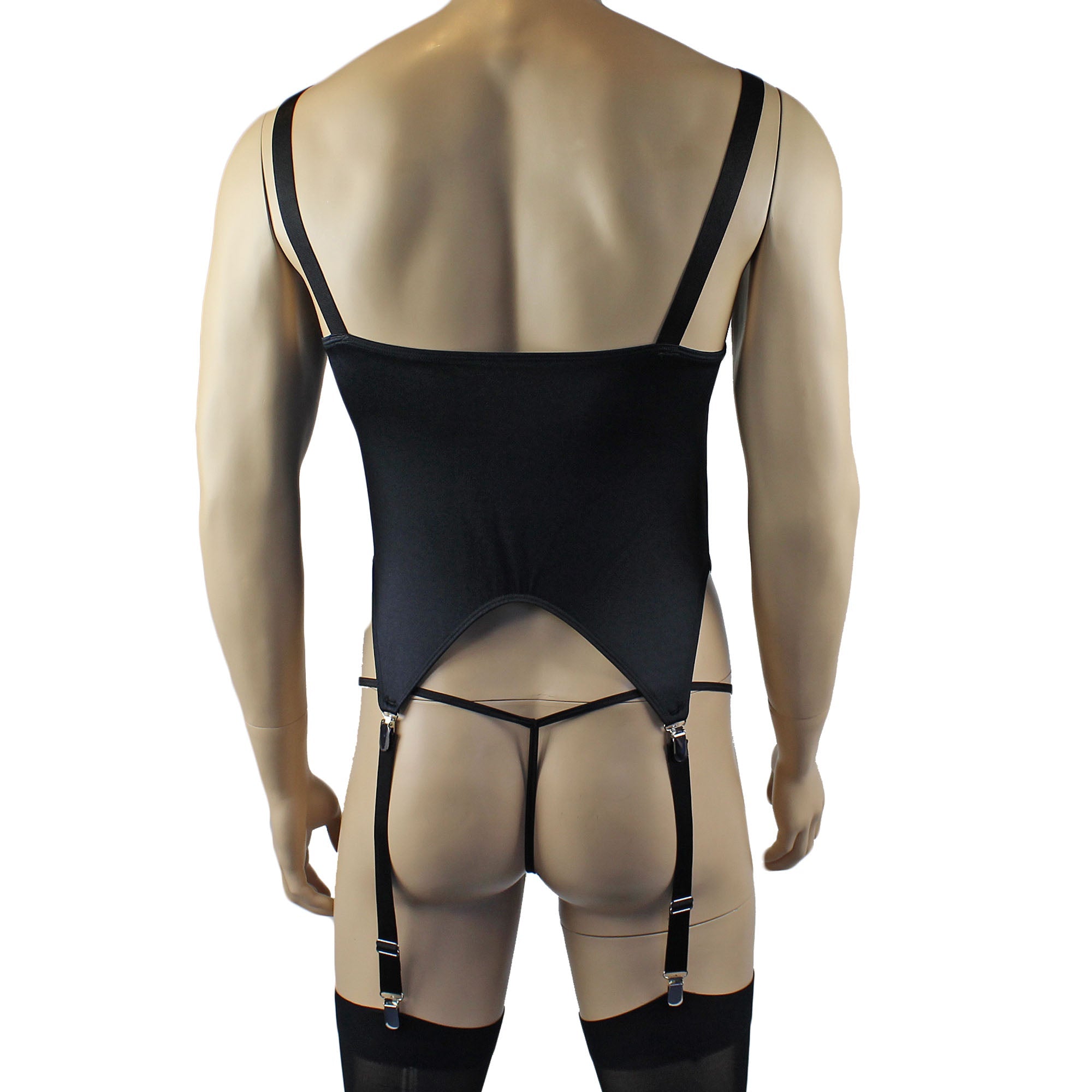 Mens Janice Corset Top with Metal Clips & Attached Garters - Sizes up to 3XL