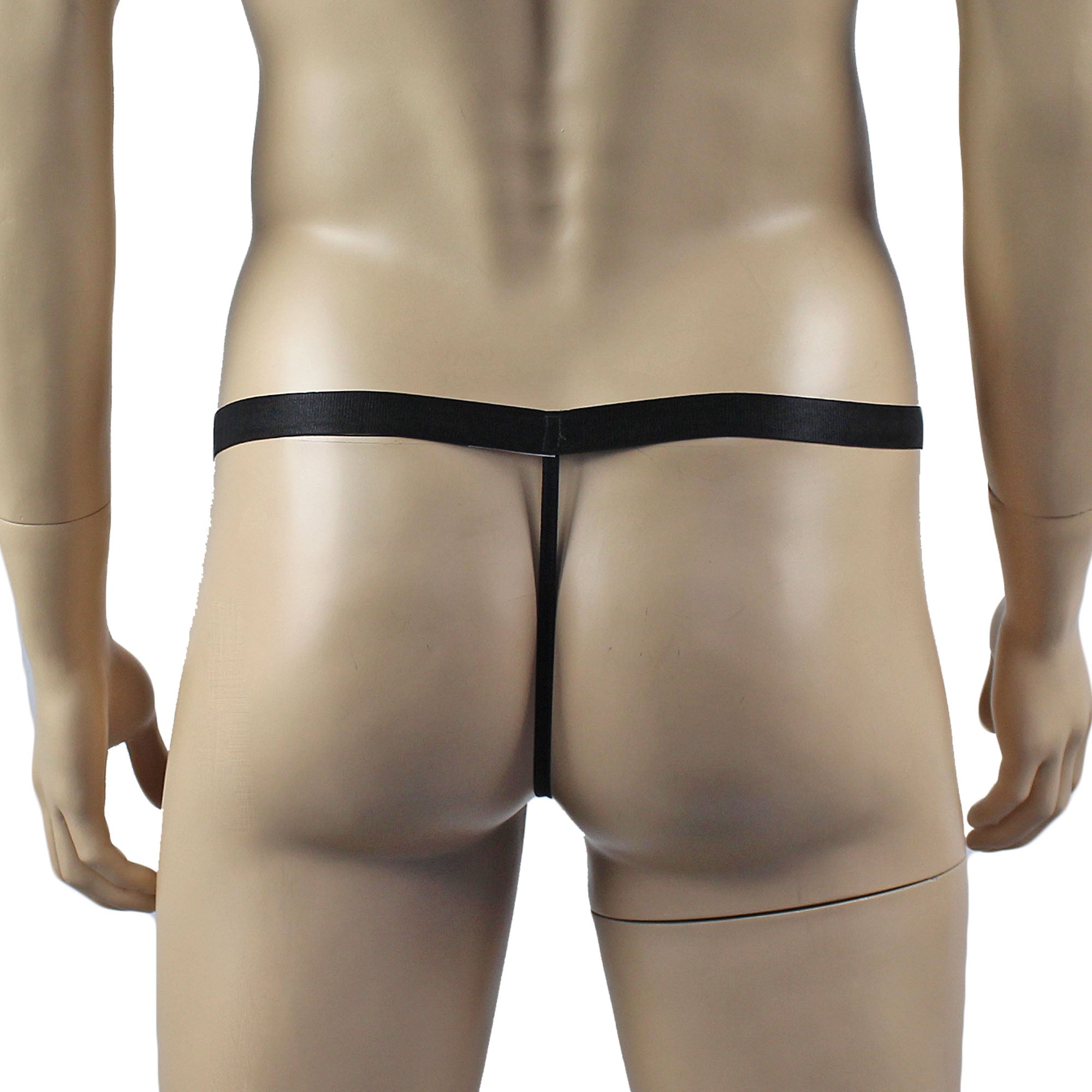 Mens Janice Thong with Adjustable Silver Clip Sides Black