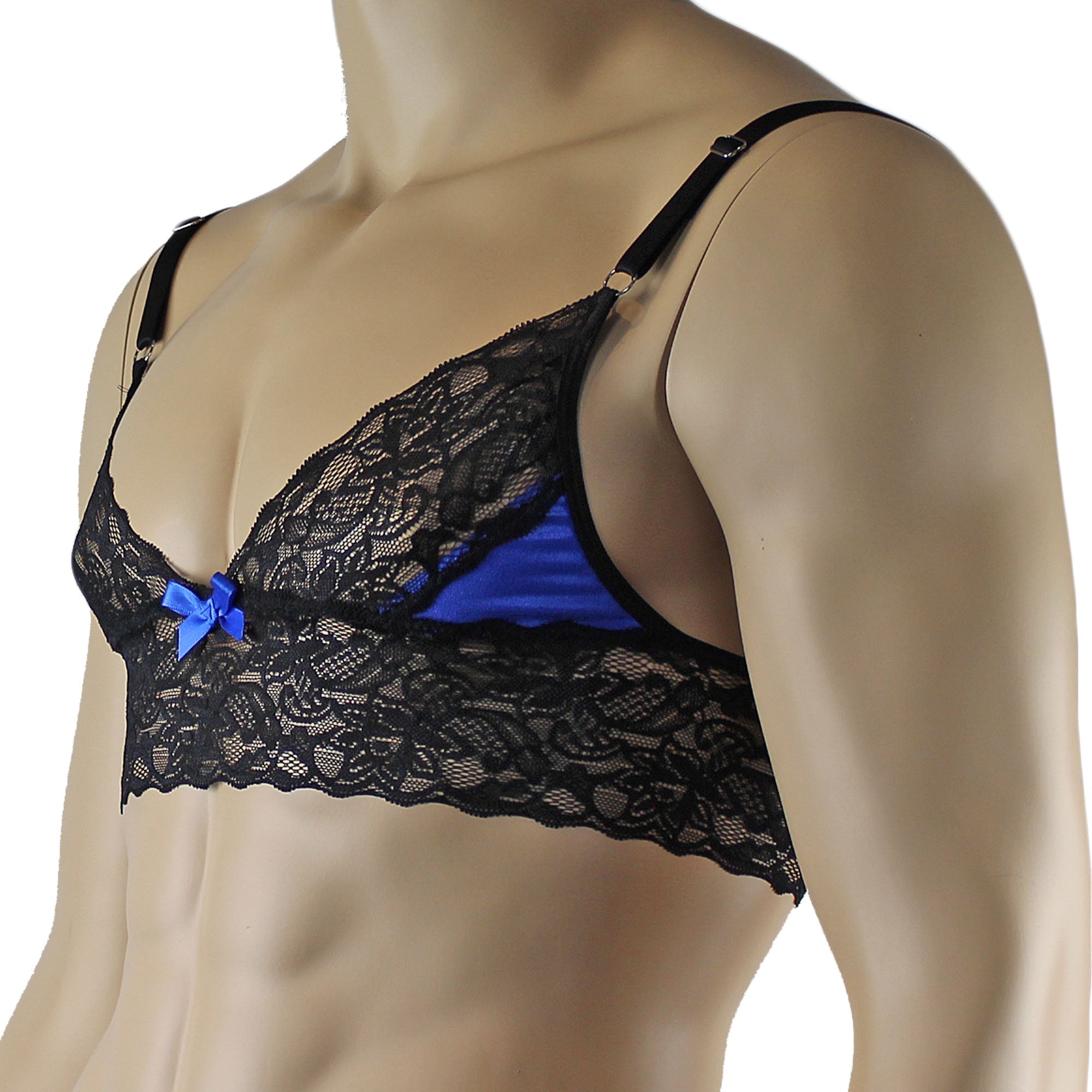 Mens Joanne Lace Bra Top Lingerie for Men (blue and black lace plus other colours)