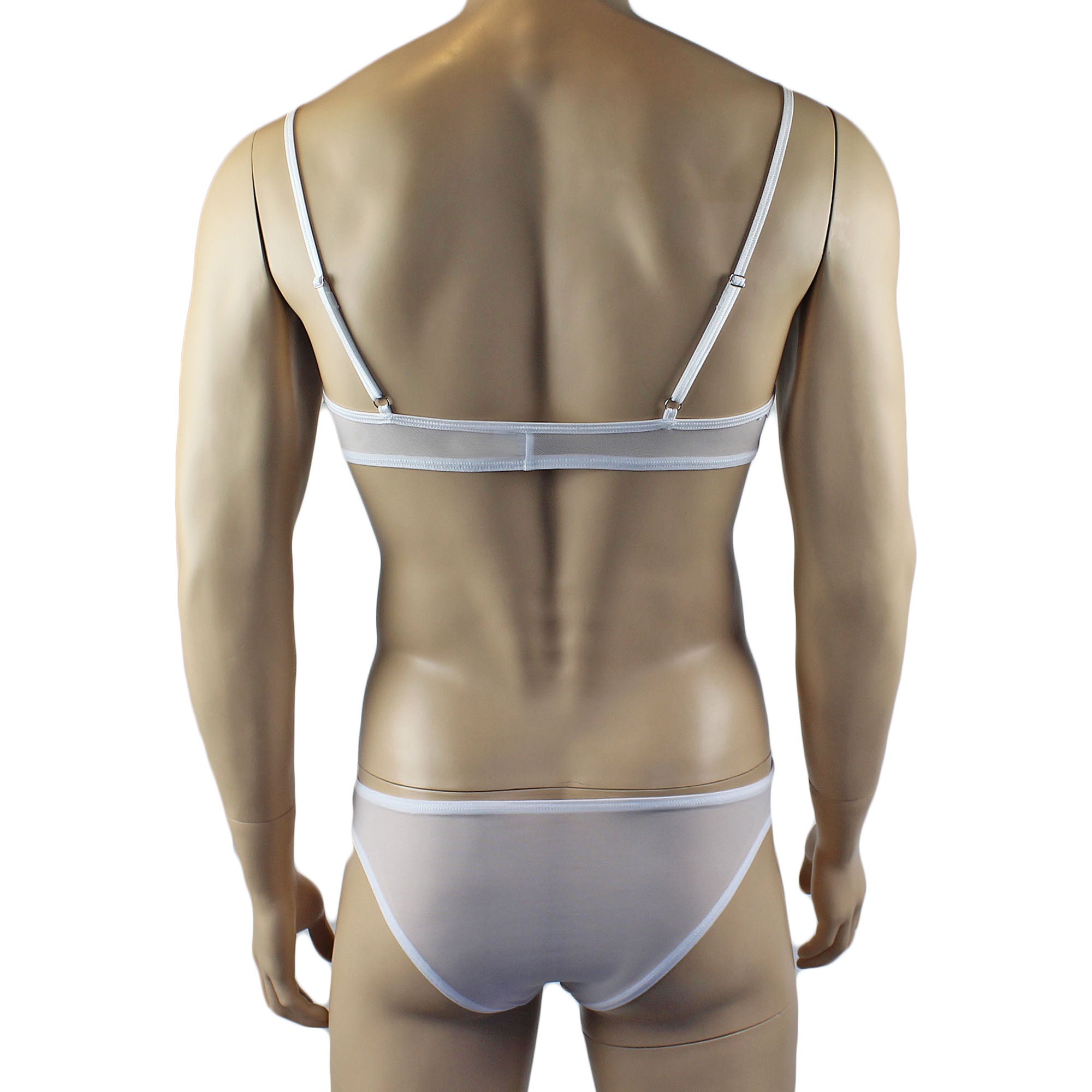 Mens Kristy Lace & Mesh Bra Top and Bikini Brief White