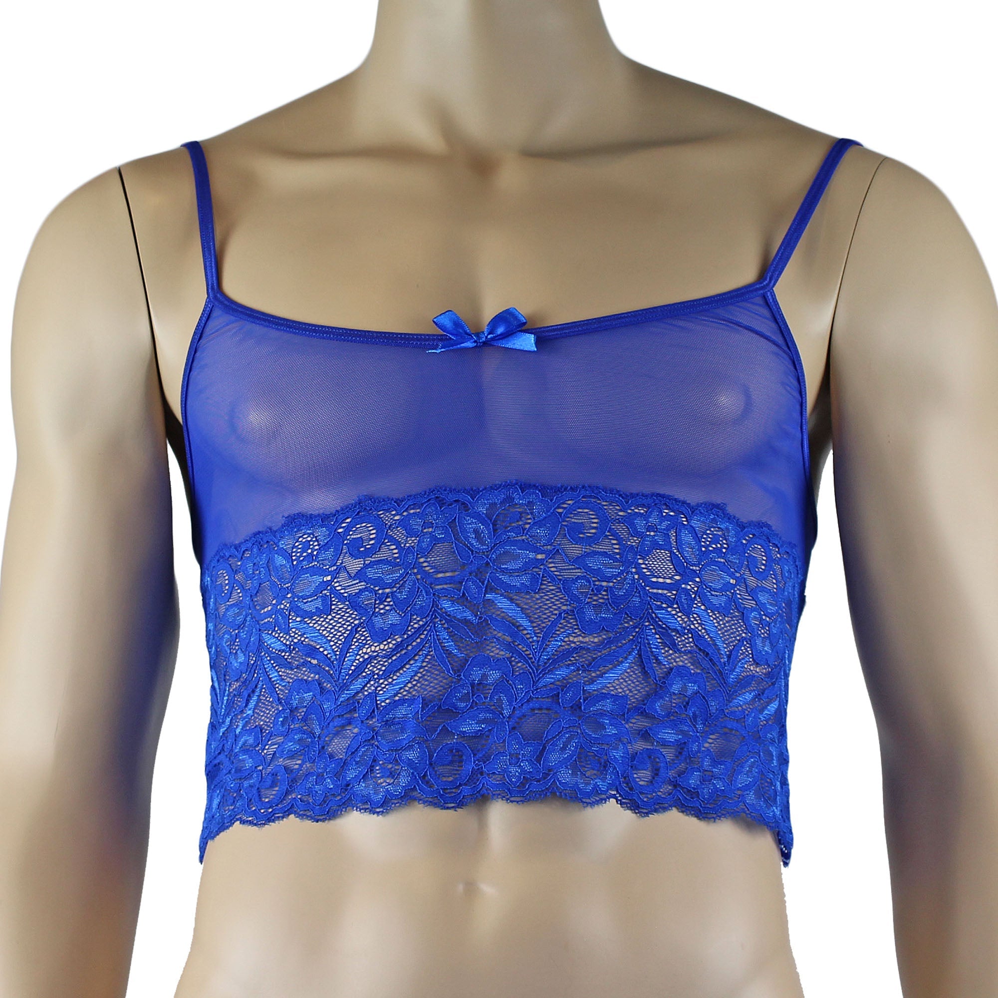 Mens Kristy Sexy Lace Camisole Top and Panty Brief Blue