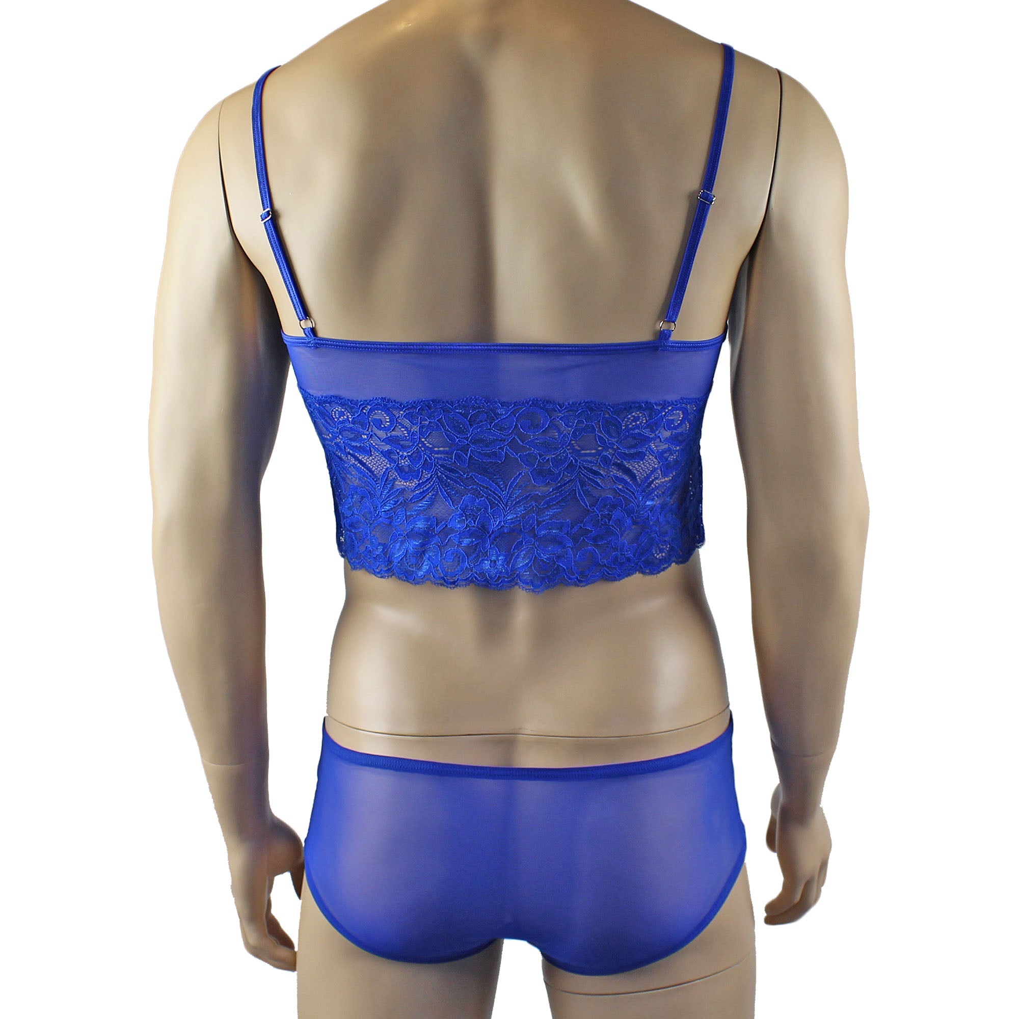 Mens Kristy Sexy Lace Camisole Top and Panty Brief Blue