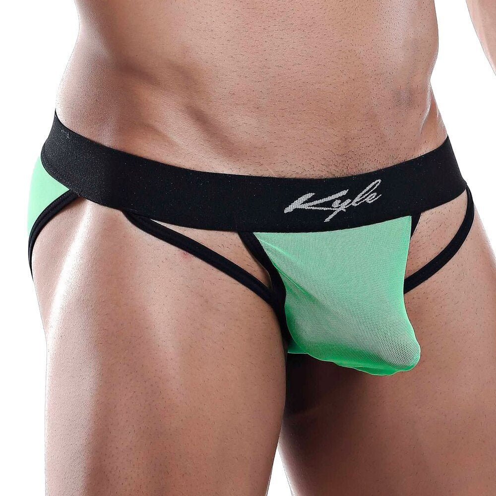 SALE - Kyle Male Pouch Front Bikini Brief with Peep Holes Green