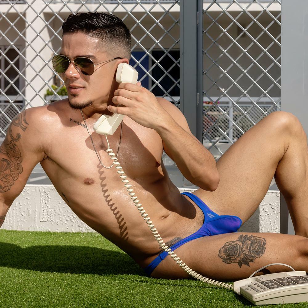 SALE - Mens Sheer Mesh Micro Bikini, Male Underwear Blue