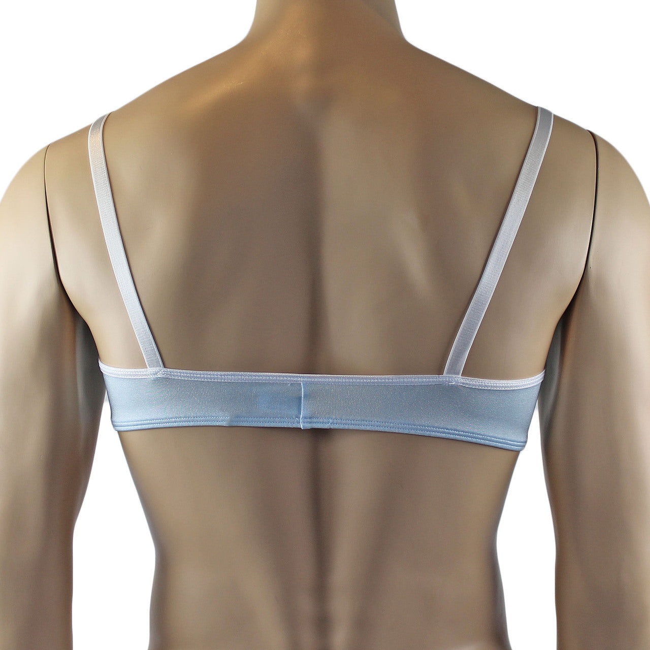 Mens Luxury Bra Top with Beautiful Lace Male Lingerie (light blue plus other colours)