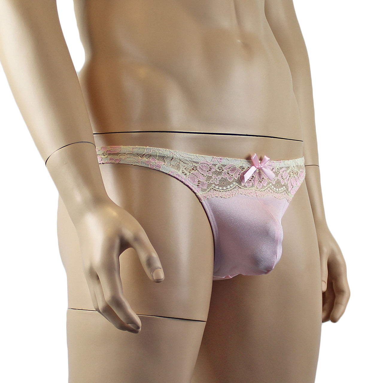 Mens Luxury Stretch G string Thong with Beautiful Lace Front (pink plus other colours)