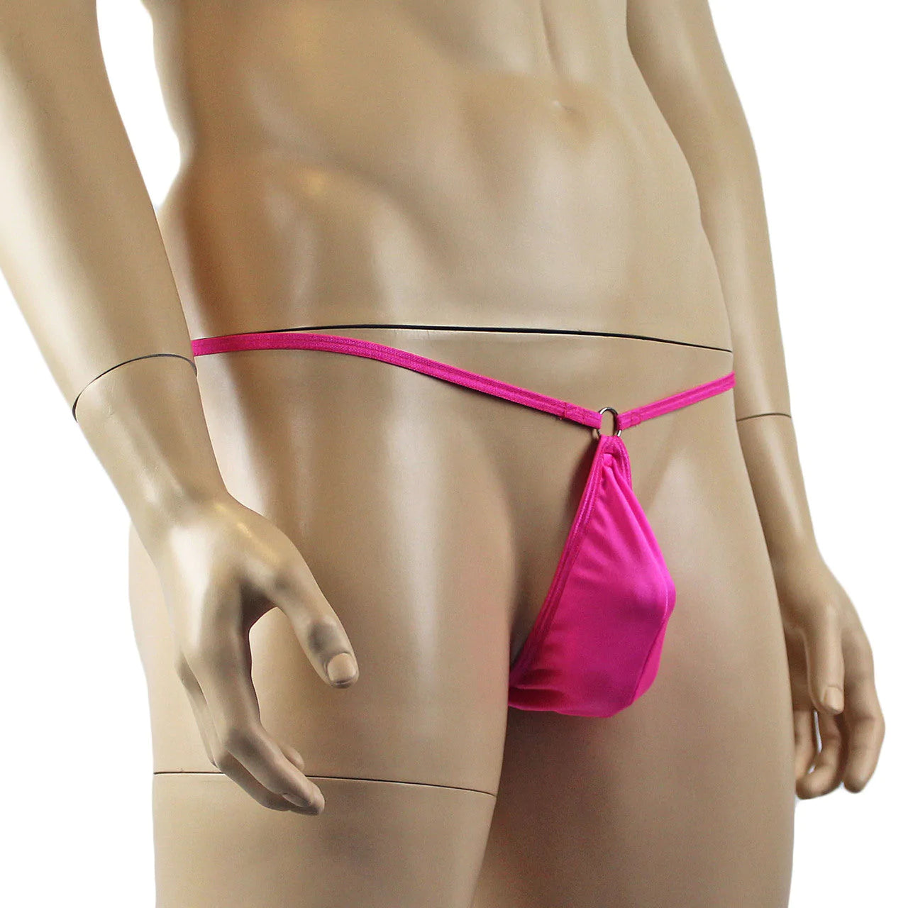 SALE - Mens Mick Spandex Tear Drop Ball Bag Pouch with Ring Hot Pink