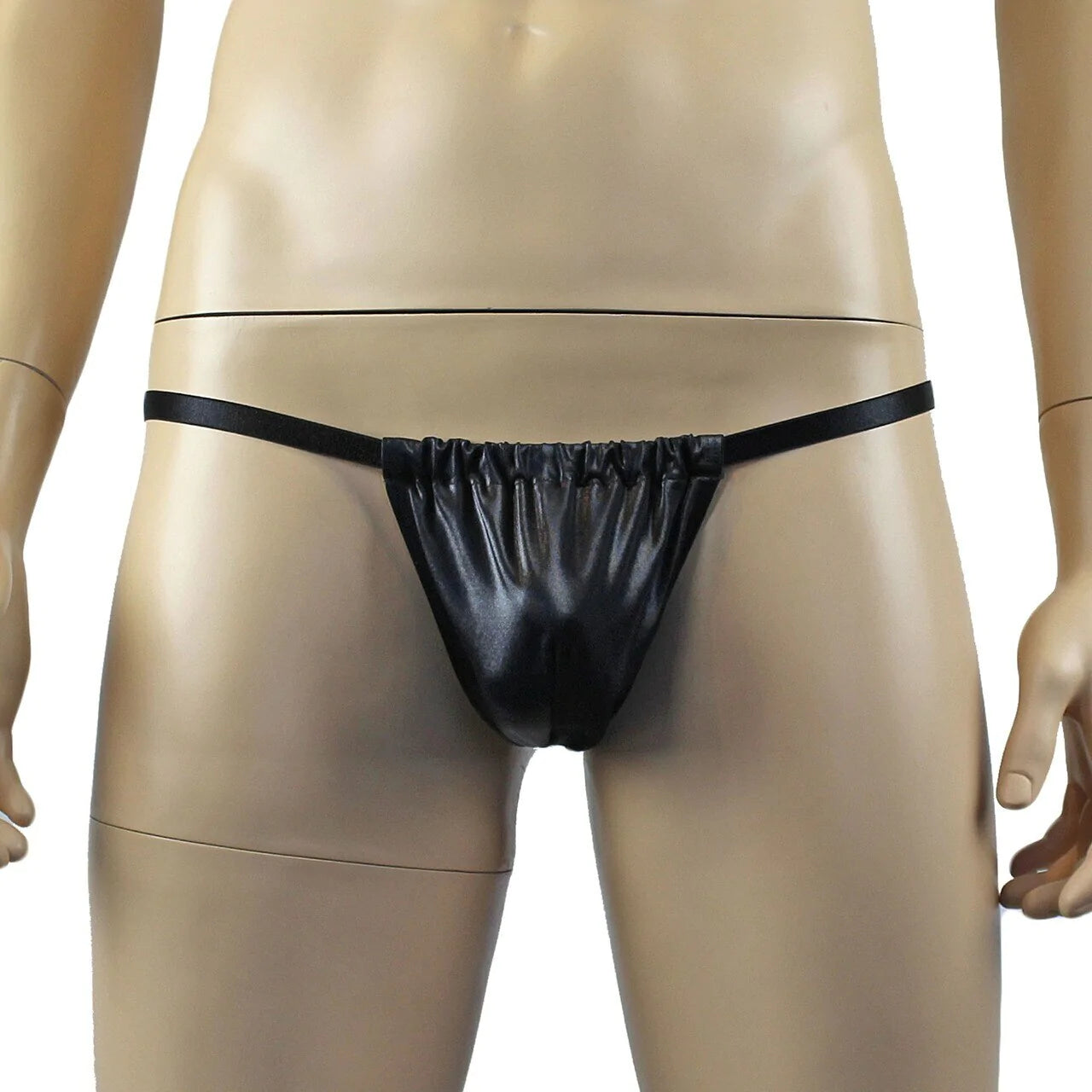 SALE - Male Oil Wetlook Pouch G string Black