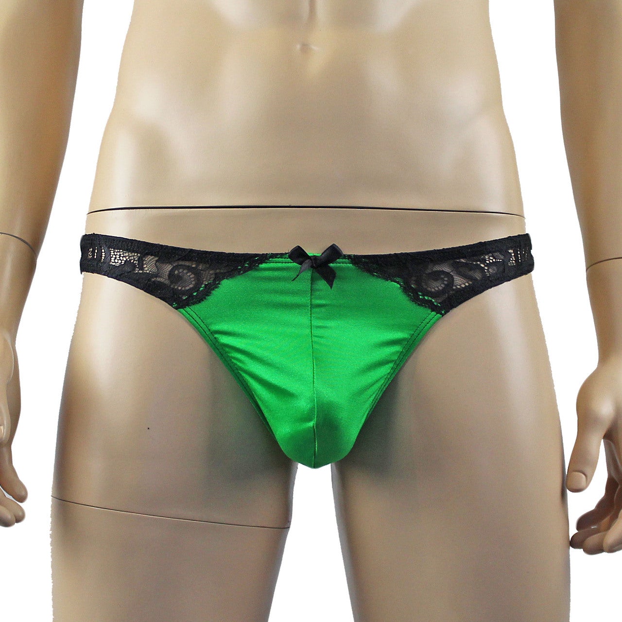 Mens Risque Bra Top and Bikini Brief (green and black plus other colours)