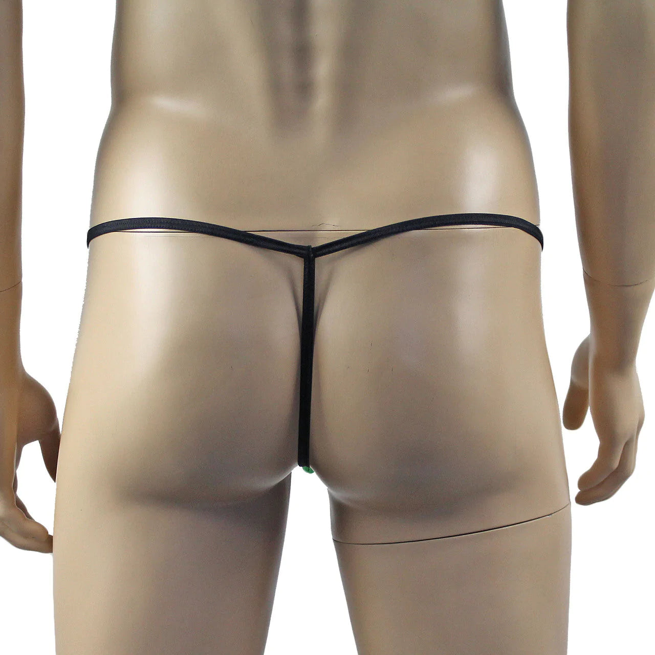 SALE - Mens Risque Stretch Satin Pouch G string with Bow Green
