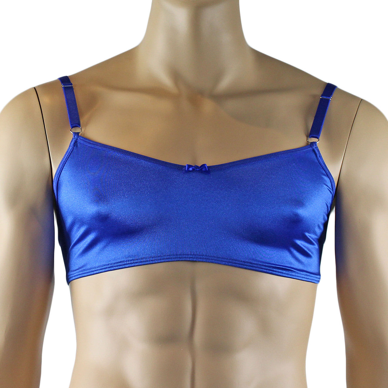 Mens Silky Satin Bra Top and Thong Lingerie (blue plus other colours)