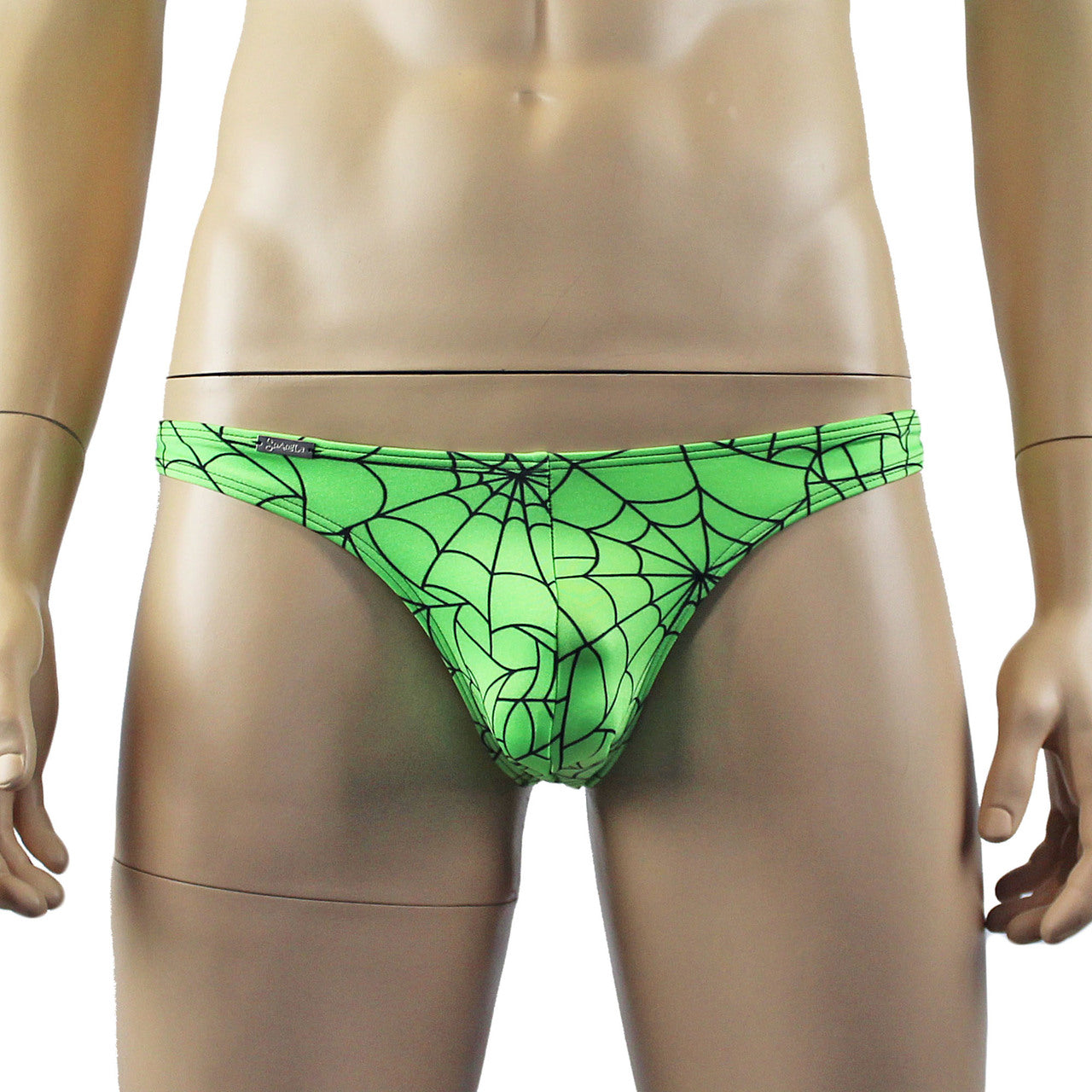 Mens Halloween Spooky Spider Web Mini Thong (lime & pink colours)