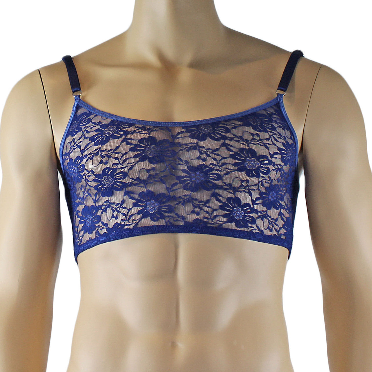 Mens Lace Crop Top Bra and Matching Lace Thong (navy plus other colours)