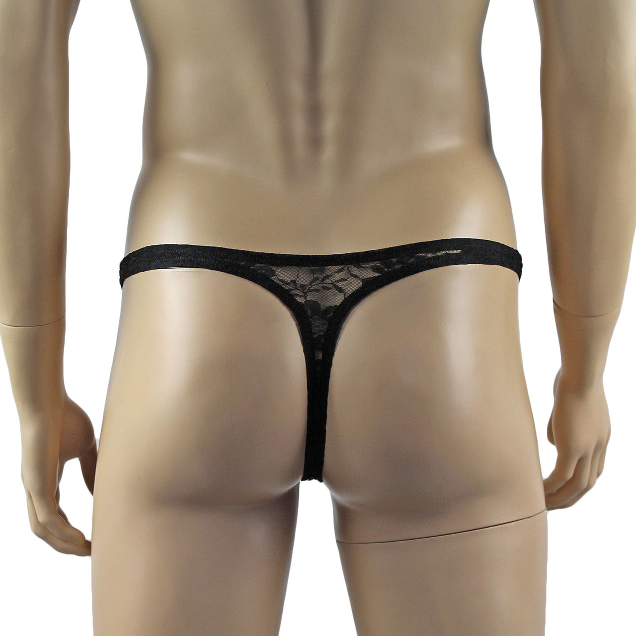 Mens Lace Crop Top Bra and Matching Lace Thong (black plus other colours)