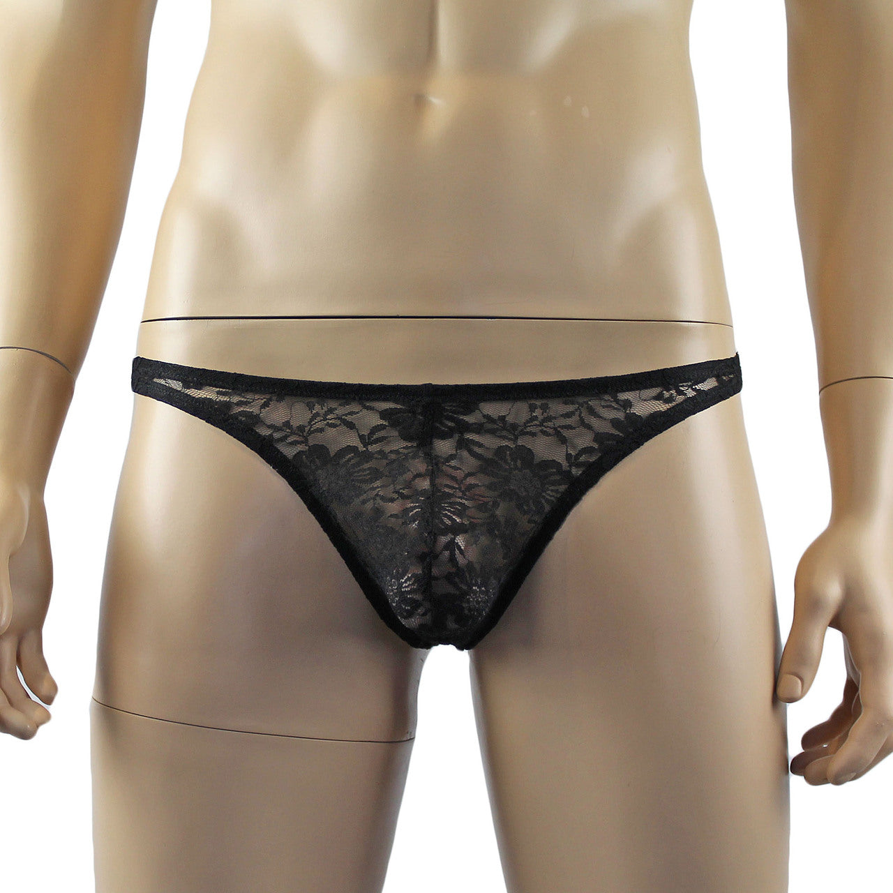 Mens Lace Crop Top Bra and Matching Lace Thong (black plus other colours)