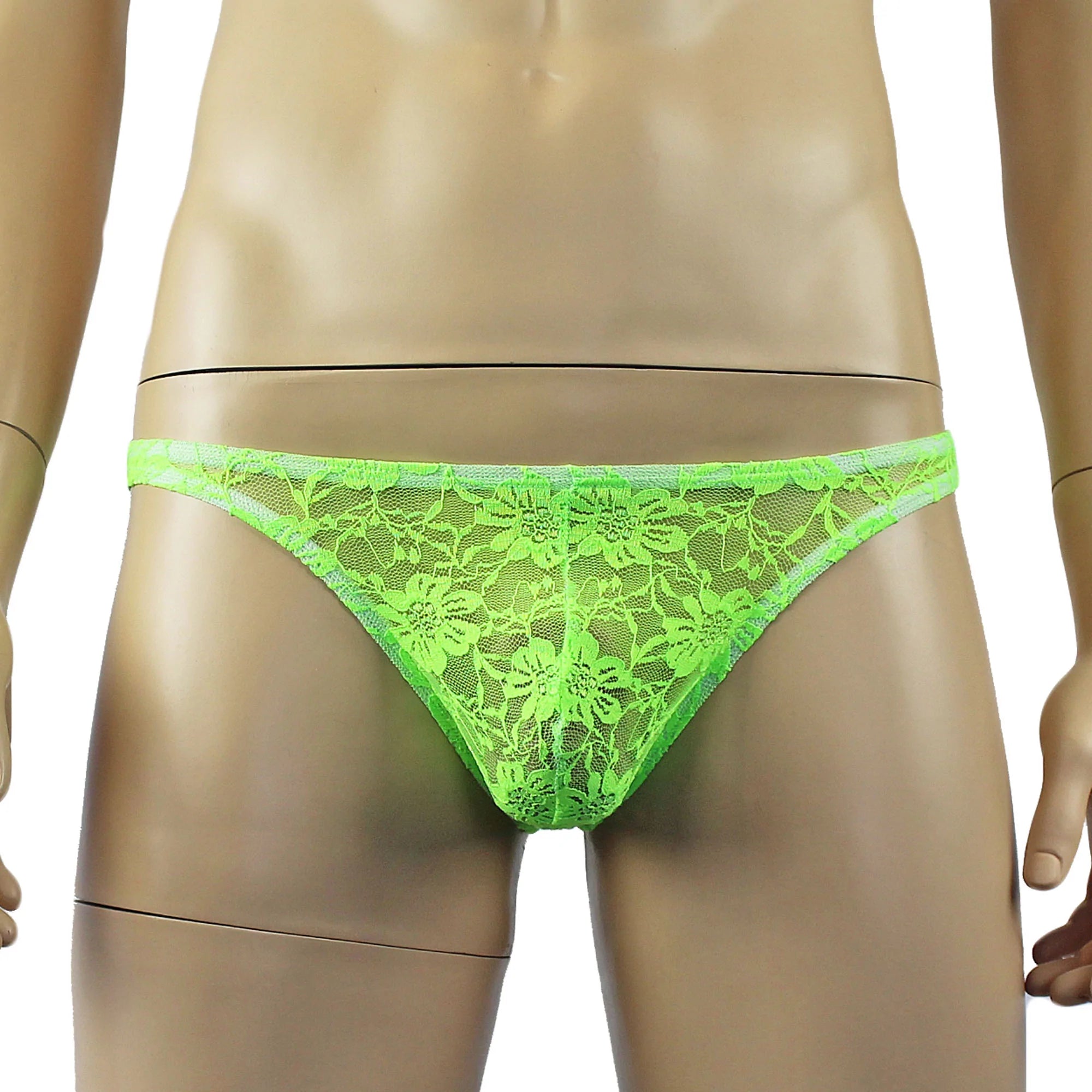 SALE - Mens Sexy Lingerie Lace Thong G string Neon Green