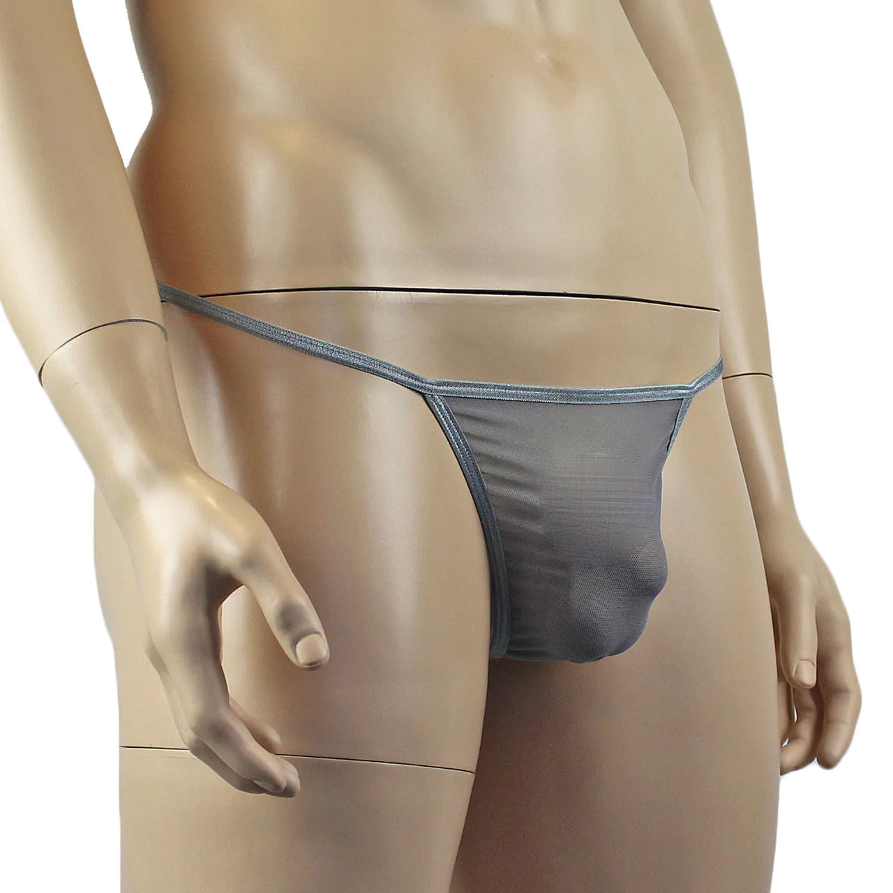 SALE - Mens Vicky See Through Sheer Mesh Pouch G string Grey