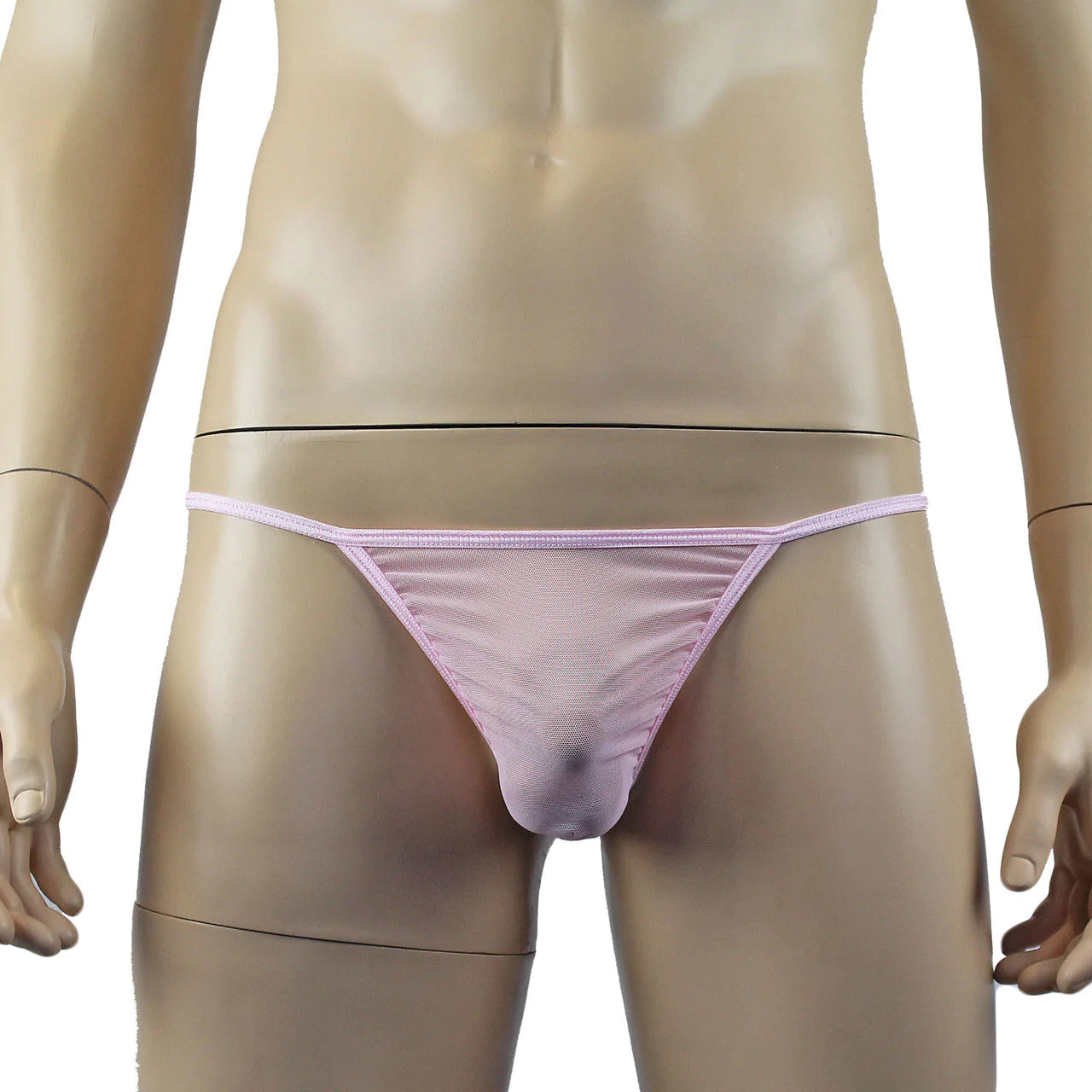 SALE - Mens Vicky See Through Sheer Mesh Pouch G string Light Pink