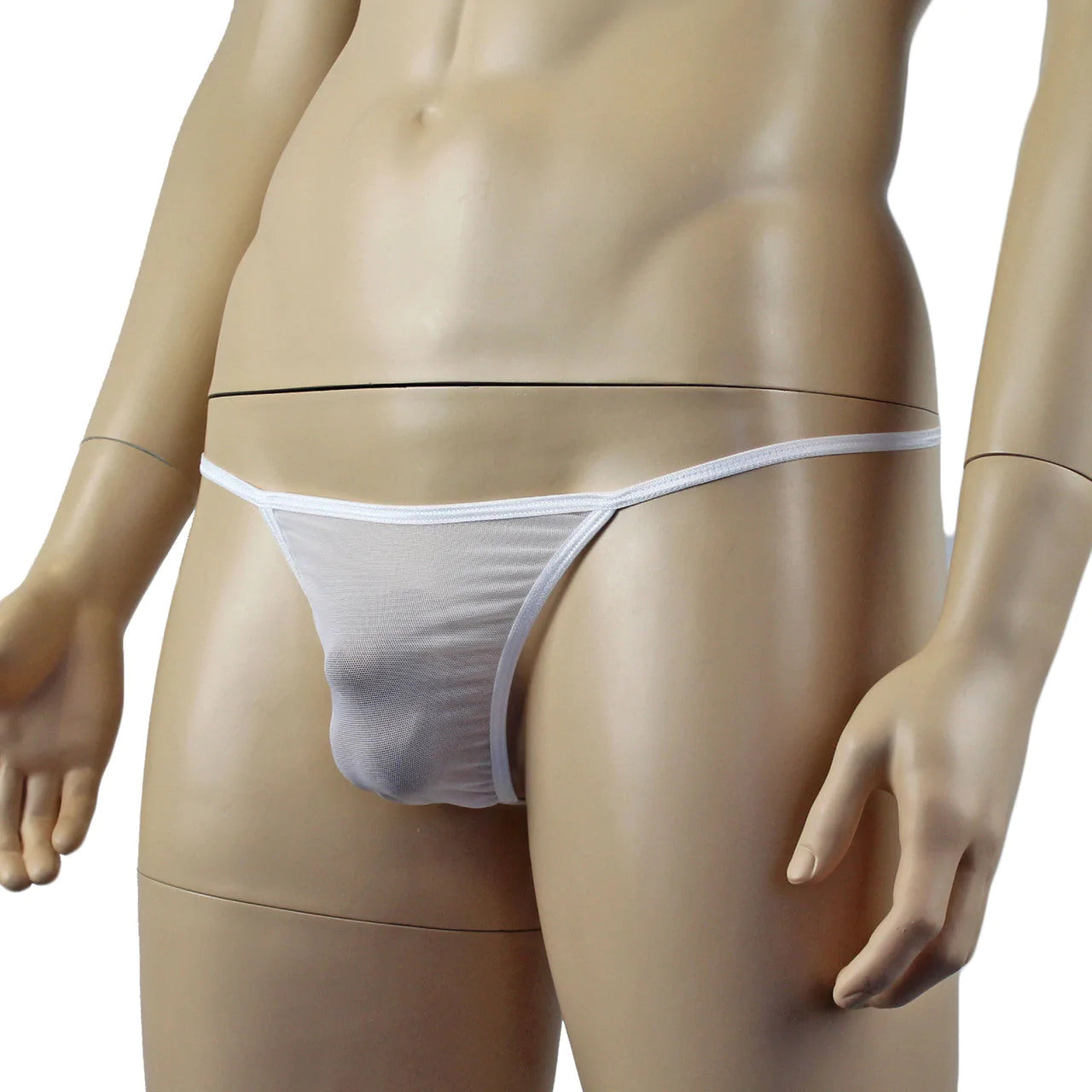 SALE - Mens Vicky See Through Sheer Mesh Pouch G string White