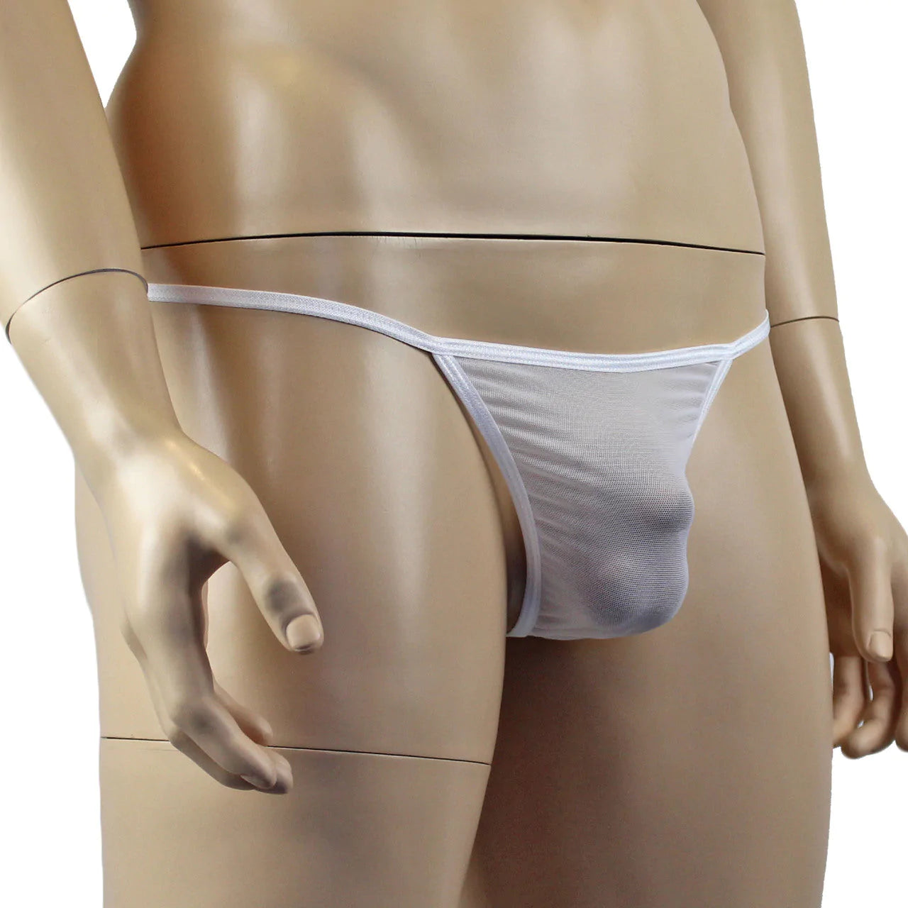 SALE - Mens Vicky See Through Sheer Mesh Pouch G string White