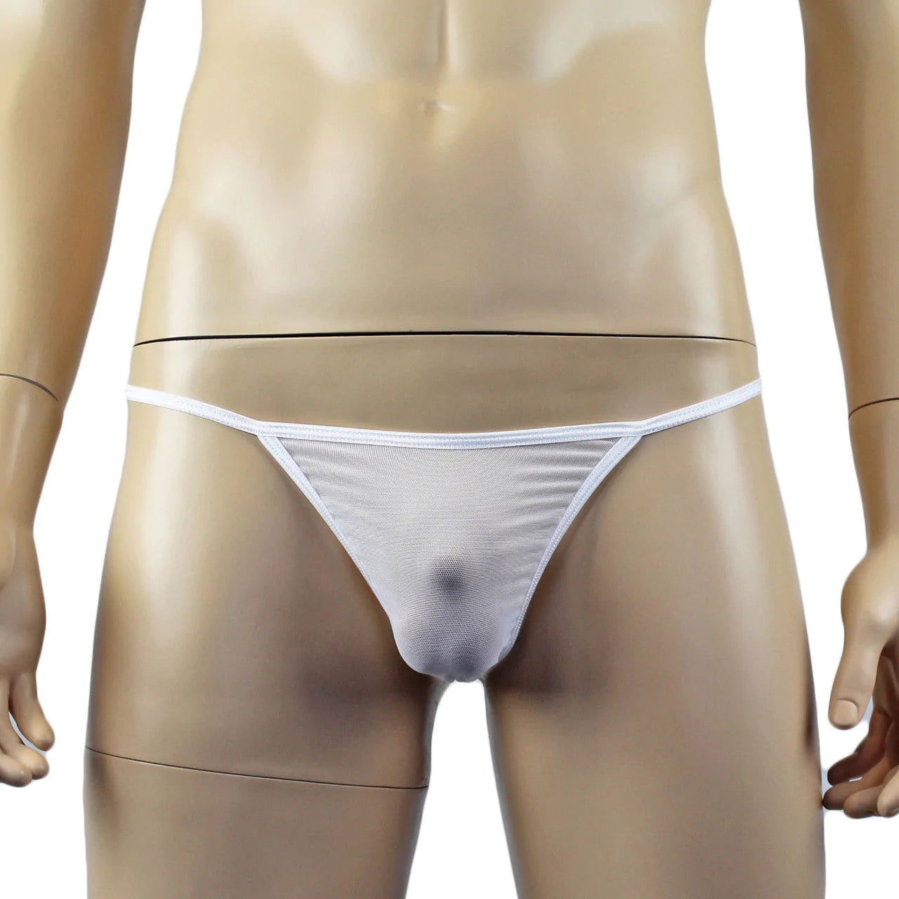 SALE - Mens Vicky See Through Sheer Mesh Pouch G string White
