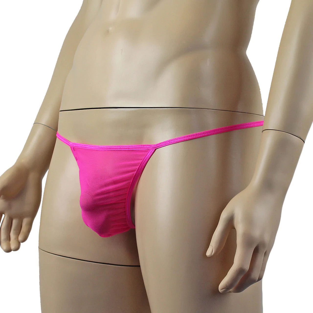 SALE - Mens Vicky See Through Sheer Mesh Pouch G string Hot Pink