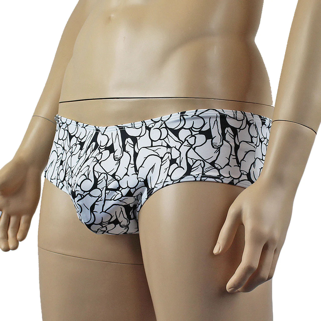 SALE - Male Willie Boxer Brief with Naughty Print Black and White