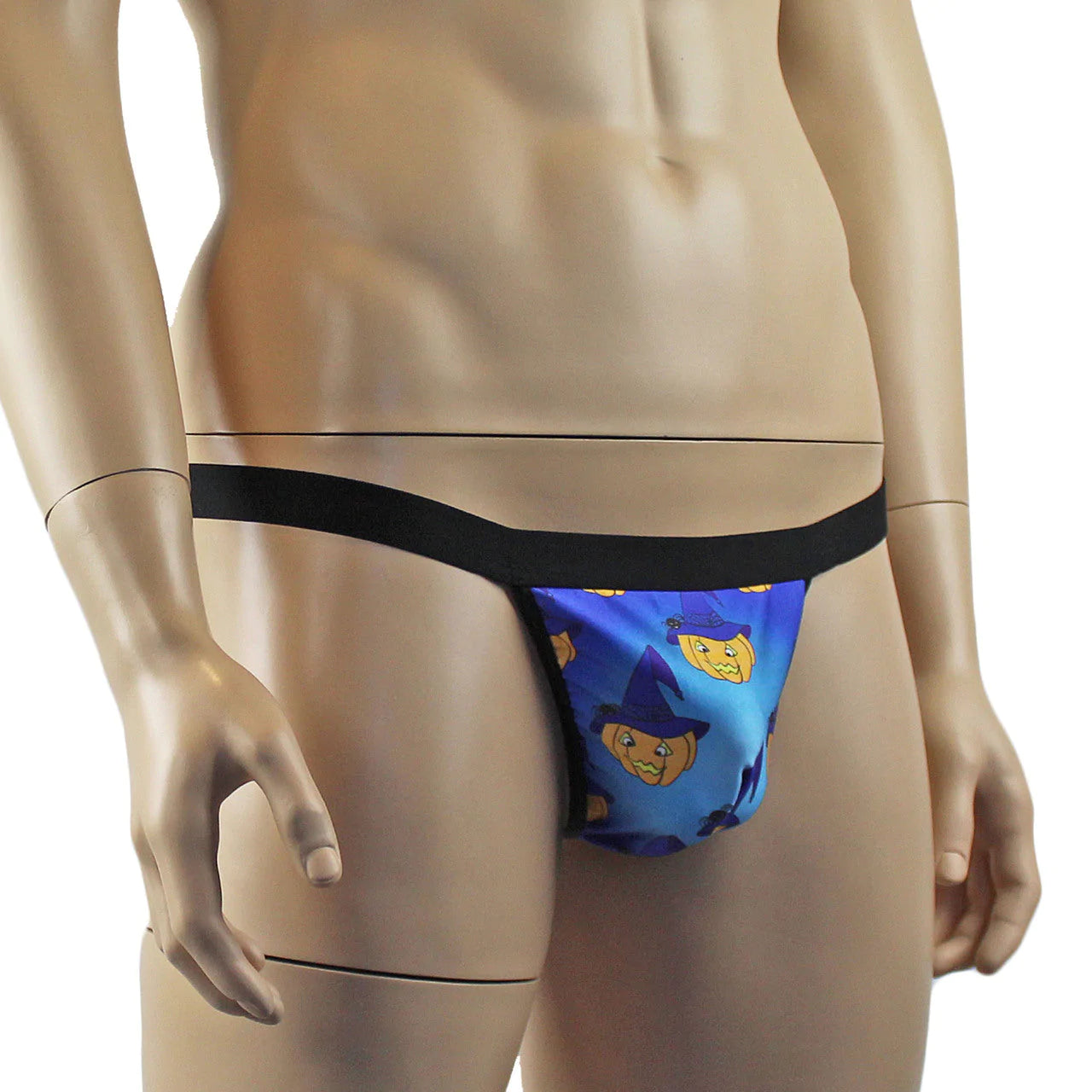 SALE - Mens Halloween Witches Pumpkin Face Full Front G string Thong with Elastic Band