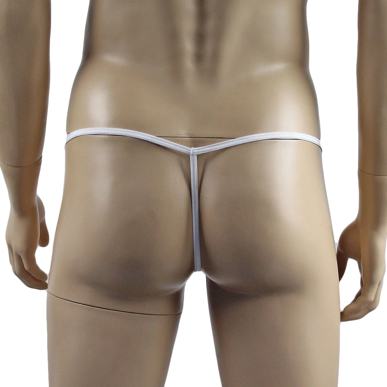 SALE - Mens Xmas Stretch Spandex Pouch G string with Merry Christmas Bow White